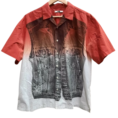NEUW Quirky Ombre Shirt with Denim Vest Print Pattern in Size M