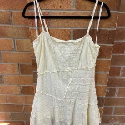 Ghanda Womens  Size M Mini Dress Cream 