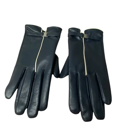 Violet Priscilla Navy Lamb Leather Gloves Size 8