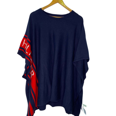 Tommy Hilfiger Womens  Size L / M Poncho Navy Blue / Red 