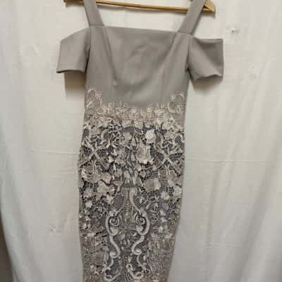  Womens  Size 8 Grey dress with lace