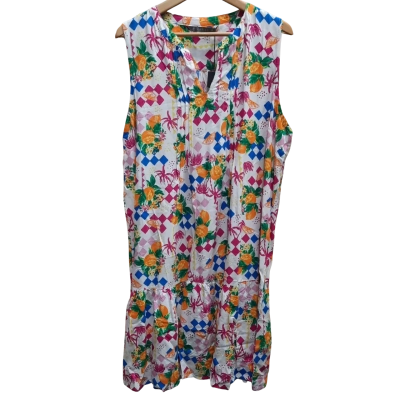 New With Tags KATIES Size 18 Colourful Patterned Sleeveless Pintuck Dress
