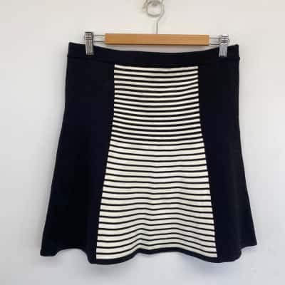 Portmans Black White Striped Mini Skirt Size L