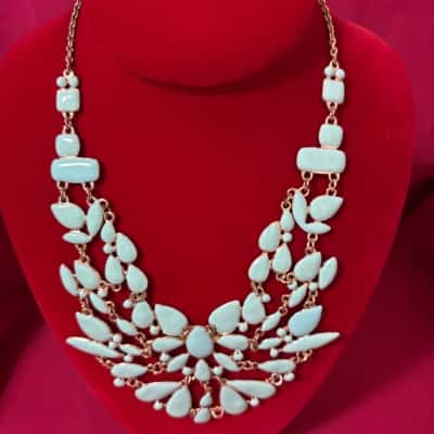  Women's Adorne Gold Tone Mint Green Enamel Necklace 