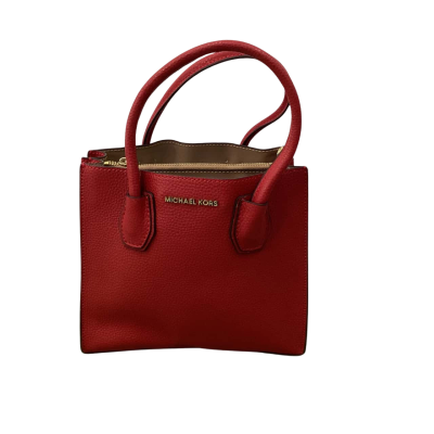 MICHAEL KORS Small Pebbled Leather Satchel – Red/Flame Mini Bag – G