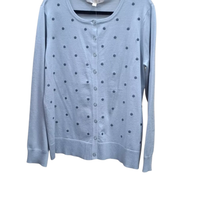 Noni B Womens  Size L Button Up Top / Long Sleeve Shirt Grey / Polka Dot 