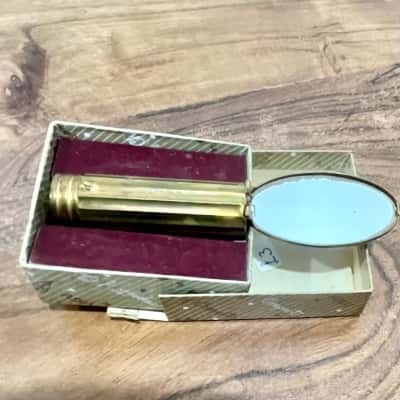 Vintage Kigu of London Fluted Gold Tone Metal Lipstick Case  & Flip Out Mirror 