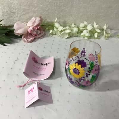 Lynsey Johnstone Gibson Gifts Hand Painted "Sunflower" Stemless Glass