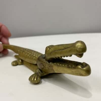 Vintage Brass Crocodile Nut Cracker
