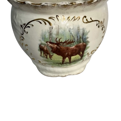 Vintage Jardiniere with stag and roses 