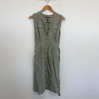 David Lawrence Green Sleeveless Button Up Midi Dress  Size 8 