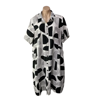 TS Womens Size 14 Cream / Black / Beige Pattern Short Sleeve Shirt Dress (new)