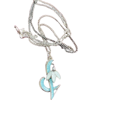  Womens Sheila Fleet Snowdrop enamelled Stirling silver Necklace 