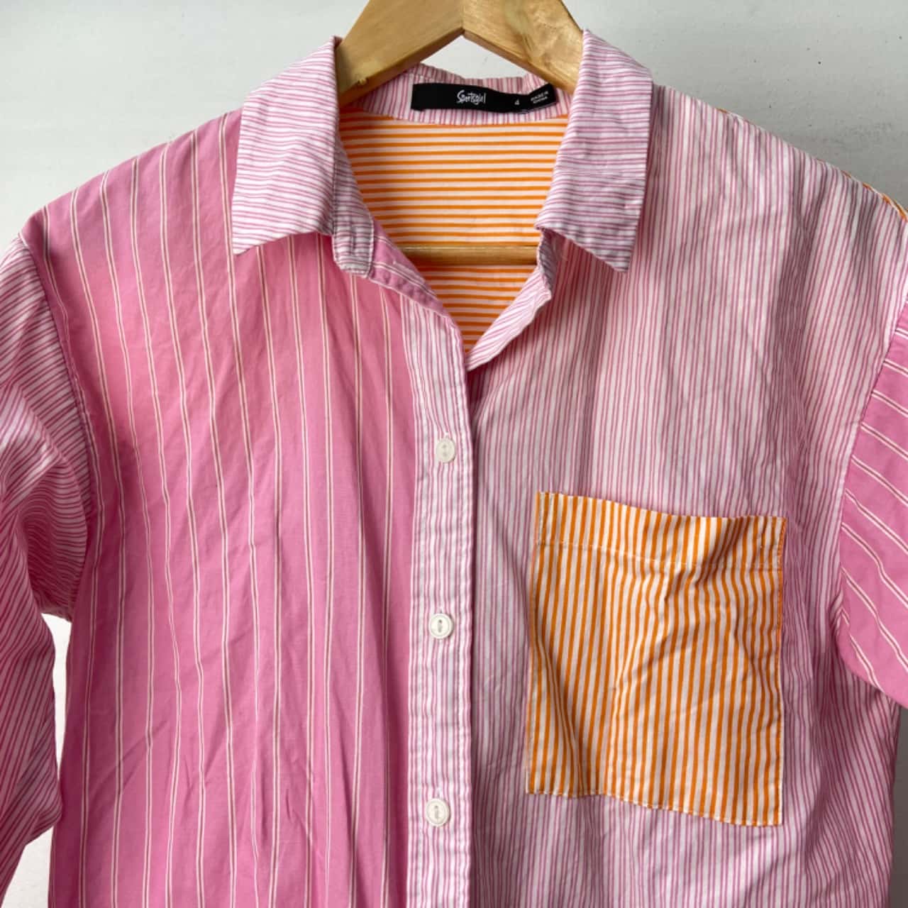 Sportsgirl Womens Size 4 Long Sleeve Shirt (100 Cotton) Orange