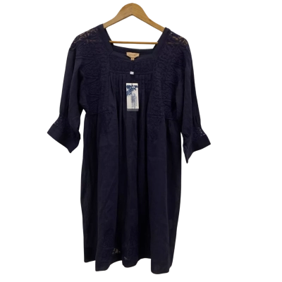 Kachel Women's Square Neck Cotton Dress Size 14 Navy Blue RRP$179