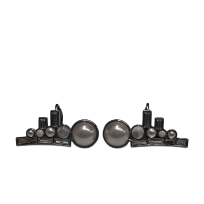 MIMCO Silver Tone Faux Pearl with Baguette Cut Crystal Earrings