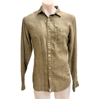 Country Road Mens Size S Green Organic Linen Shirt
