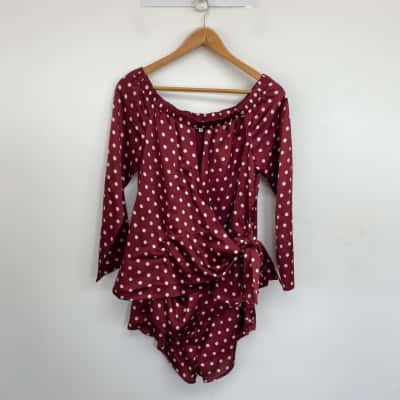 Sabo Skirt Red Dot Long SLeeve Playsuit Size M 