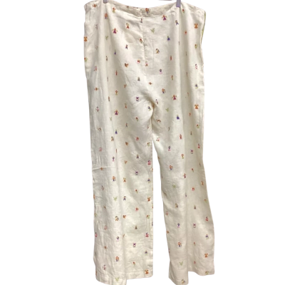 NEW - Soleil Soleil  Size 5 Embroidered Wide Leg Pants Cream 