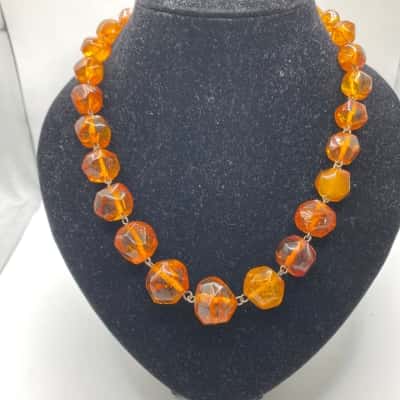  Vintage amber Beaded Necklace