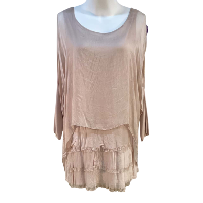 Imagine Italy Womens Size M Silk Blend 3/4 Sleeve Top Pink  