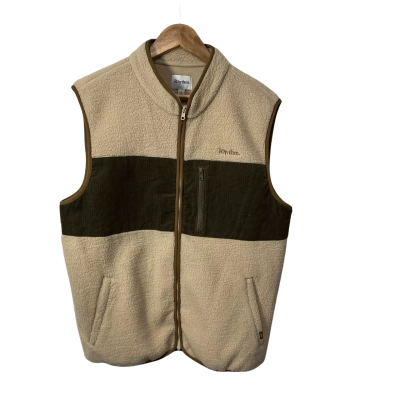 Rhythm Mens Size L Beige / Brown Zip Front Vest 