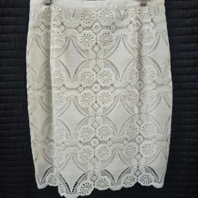 Thurley Womens  Size 14 Midi Skirt White 