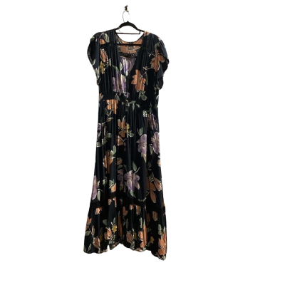 Jaase Womens Size 20 Black Floral Short Sleeve Midi Dress
