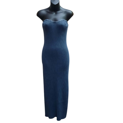 New With Tags NEON HART Size M 'Kiah' Acid Rib Knit Bandeau Midi / Maxi Dress in Blue