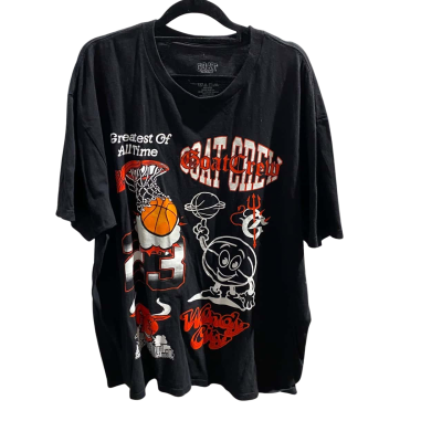 GOAT Crew.  Unisex.  Size XL. Short Sleeve T-shirt. Black with pictures.