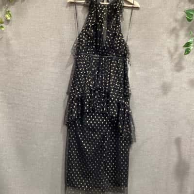 alice McCall Womens  Size 10 Halter Neck Dress Black  / Gold / Polka Dot 