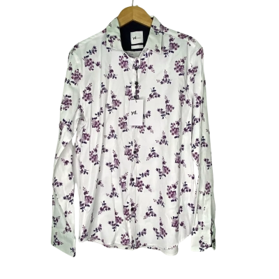 Yd. Mens  Size L Long Sleeve Shirt Floral / Purple / White 