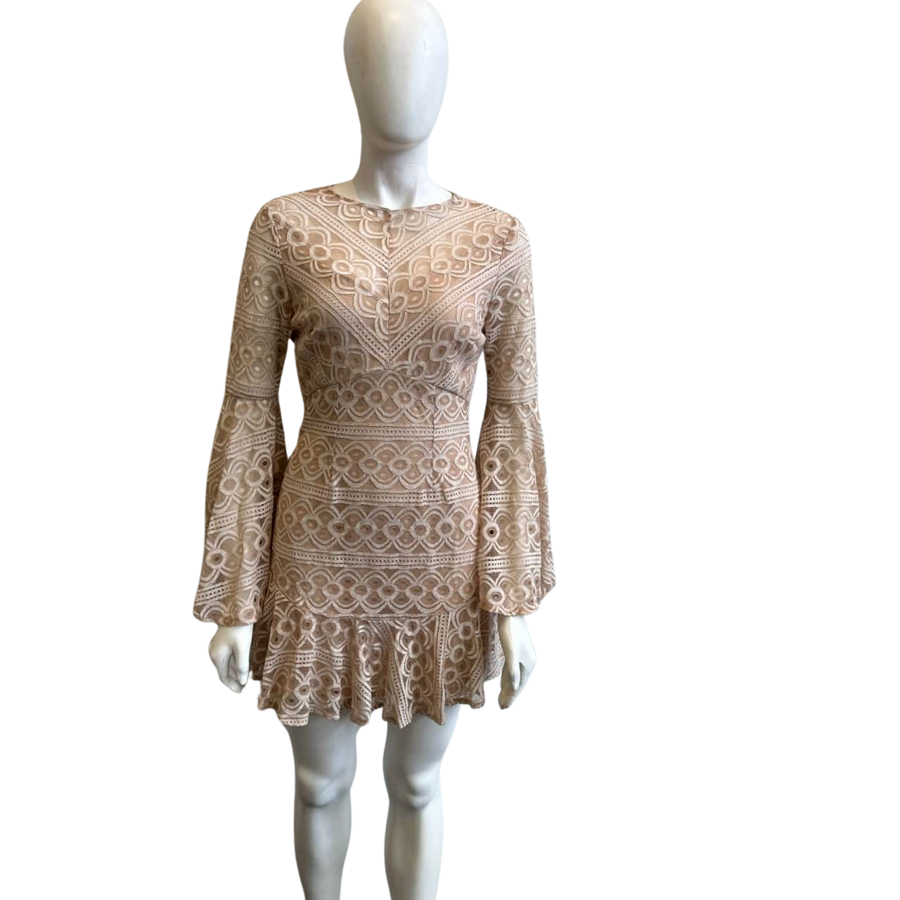 janey mini dress in white Sister Jane Chalk Jacquard Puff Sleeve Mini Dress, Cream
