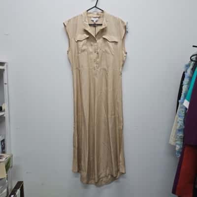 Witchery Womens  Size 12 Shirt Dress Beige 