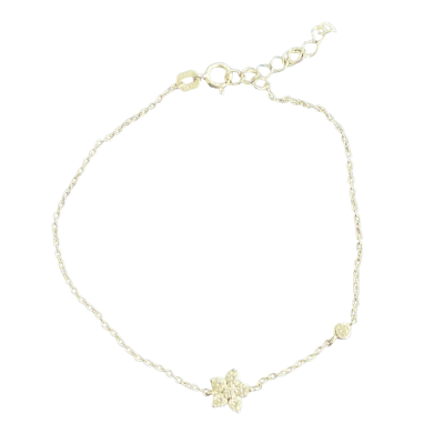  Womens Stirling silver 16cm Bracelet. Cubic zirconia flower