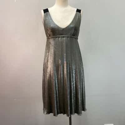 Riki Nathan Womens  Size 6 Midi / Sleeveless Dress  Silver 