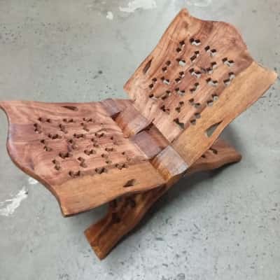Wooden Folding Brass Inlaid Book Holder