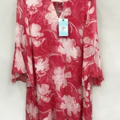 Blue Illusion Womens Size L Floral Dress Pink / White 