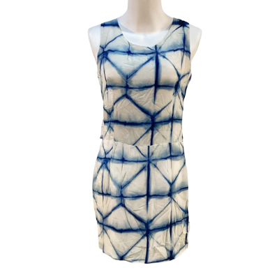 Nique Womens Size 10 Silk Mini Dress Blue / White BNWT