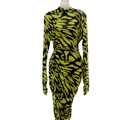 Cue Womens  Size 14 Bodycon Dress Animal print / Black  / Green - NEW