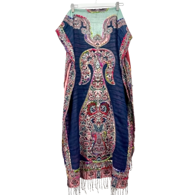 Large Boho Felted Detail Multi-Coloured Scarf