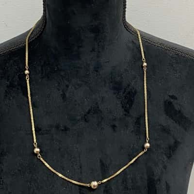 Vintage Avon Gold Tone Necklace With Metal Beads