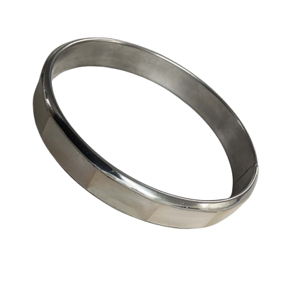 Vintage Silver Bangle with Mother of Pearl inlay