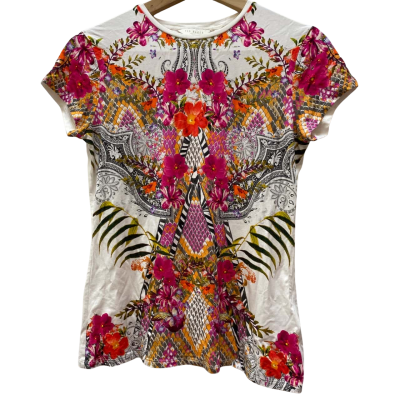 Ted Baker Womens  Size 2 Short Sleeve Top Floral / Yellow 