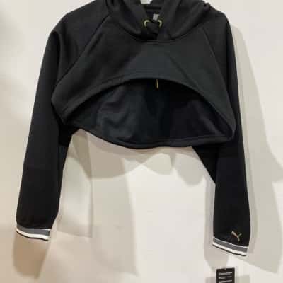 Puma Varsity CropHoodie Womens  Size XL Black RRP$90
