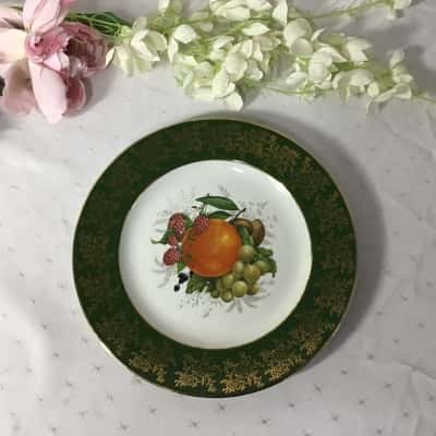 Weatherby Royal Falcon Green / Gold Floral / Fruit Pattern Plate