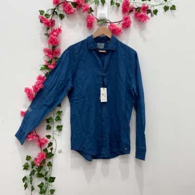 Industrie Mens  Size M Long Sleeve Shirt Navy Blue 