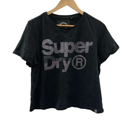 Superdry Womens  Size L Short Sleeve Top Black  