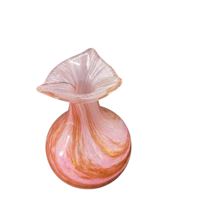 Alum Bay Glass Bud Vase Isle of Wight Pink and Brown Swirl