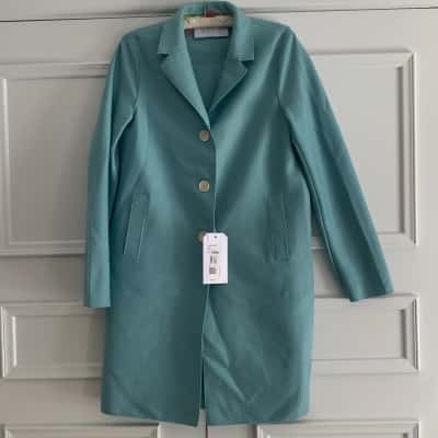 Harris Wharf London Pressed Wool Coat - Aqua Blue - IT40 (AU 8)